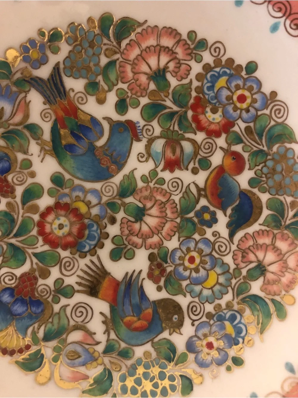 Vintage Austrina Hand painted Decorative metallic Bowl with Golden Foot